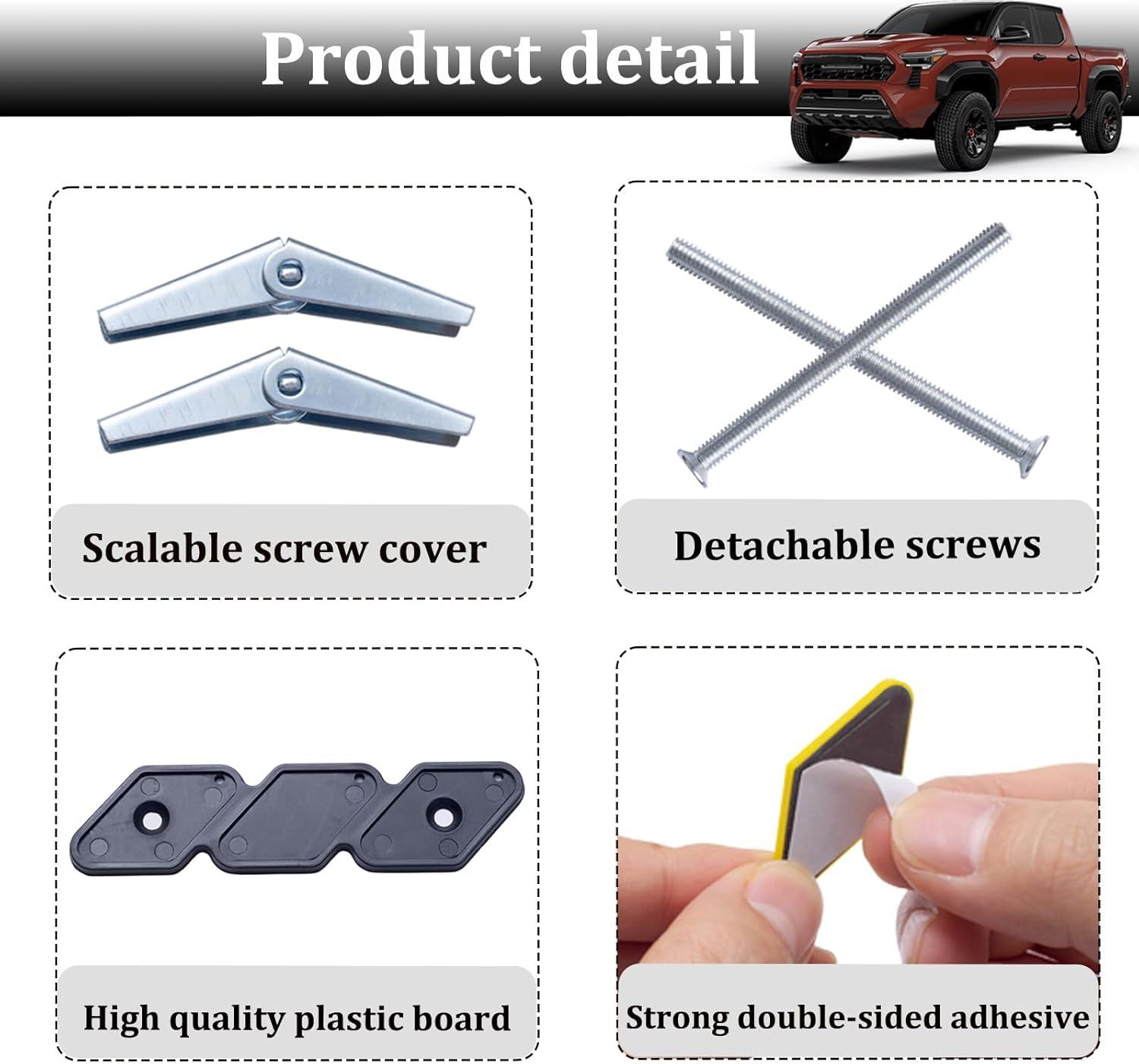 imageJKCOVER TRD Grille Decor Badge Compatible with Toyota 4Runner Tacoma Tundra Camry Sequoia Rav4 Highlander Accessories Front 3Color Design Upgrade Mesh Emblem Red Yellow Orange