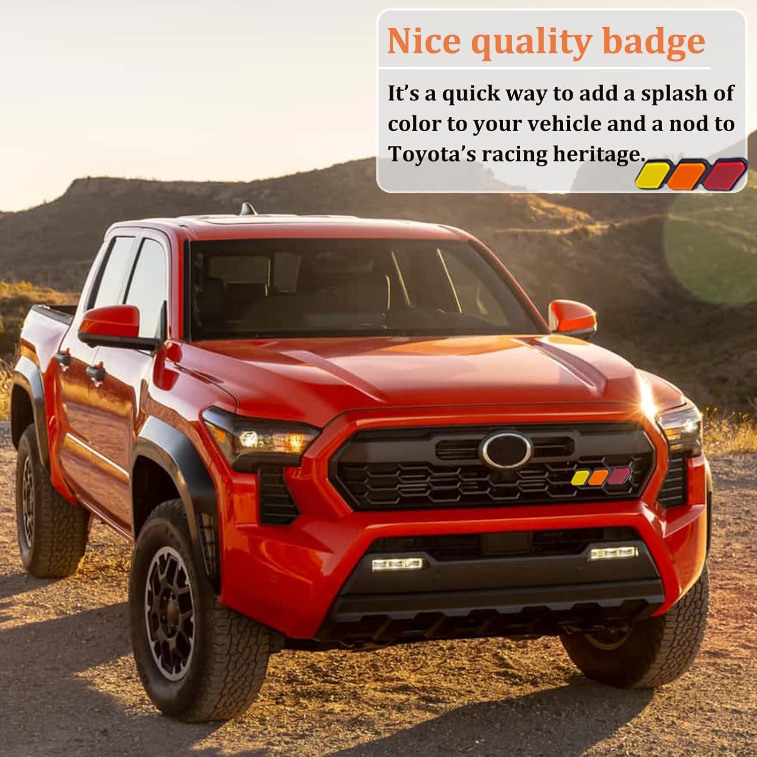 imageJKCOVER TRD Grille Decor Badge Compatible with Toyota 4Runner Tacoma Tundra Camry Sequoia Rav4 Highlander Accessories Front 3Color Design Upgrade Mesh Emblem Red Yellow Orange