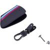 imageJKCOVER Key Fob Holder Protector Compatible with BMW Remote Fob MColored Stripe Black Carbon Fiber Pattern Leather Key Cover with Keychain for 1 2 3 4 5 6 7 Series X3Black
