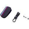 imageJKCOVER Key Fob Holder Protector Compatible with BMW Remote Fob MColored Stripe Black Carbon Fiber Pattern Leather Key Cover with Keychain for 1 2 3 4 5 6 7 Series X3Black