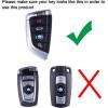 imageJKCOVER Key Fob Holder Protector Compatible with BMW Remote Fob MColored Stripe Black Carbon Fiber Pattern Leather Key Cover with Keychain for 1 2 3 4 5 6 7 Series X3Black