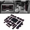 imageJKCOVER Premium Custom Liner Mat Accessories Compatible with Toyota Tacoma 2016 2017 2018 2019 2020 2021 2022 2023 Cup Holder Door Pocket and Center Console Inserts 19 Pcs Double Cab Red TrimRed