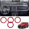 imageJKCOVER Air Conditioner Vent Cover Rings Compatible with Jeep Wrangler JLJLU 20182023 and 20202023 Gladiator JT Truck Interior Accessories Vent Outlet Trim RED 4PCS
