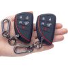 imageJKCOVER Soft Key Fob Cover Case Compatible with 2022 2023 GMC Sierra and 2022 2023 Chevy Silverado Accessories Smart Key Fob Holder Protector Silicone2PCS with KeychainBlack With White Button