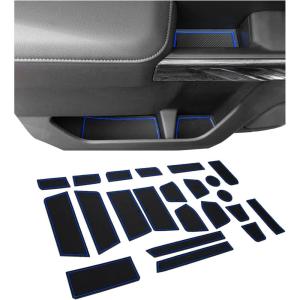 imageJKCOVER Center Console Liner Compatible with 20192022 Chevy SilveradoGMC Sierra 1500 and 20202022 SilveradoSierra 25003500 HD Door Cup Holder Accessories Crew Cab with Bucket Seat Blue TrimBlue Trim