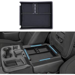 imageJKCOVER Center Console Organizer Tray Compatible with 20192026 SilveradoSierra 1500 and 20202026 SilveradoSierra 2500HD 3500HD Accessories Armrest Storage Box Only for Split Bench SeatUpper Tray