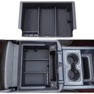 imageJKCOVER Compatible with Chevy SilveradoGMC Sierra 20142018 and Chevy Tahoe SuburbanGMC Yukon 20152020 Center Console Organizer Tray AccessoriesFull Console wBucket Seats ONLY  Black TrimFullsize tray with black trim