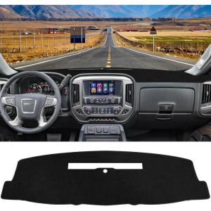 imageJKCOVER Dashboard Cover Mat Compatible with 20142018 Chevy SilveradoGMC Sierra 1500 and 20152019 Chevy SilveradoGMC Sierra 25003500HD Dash Cover Heat Protector Accessories No GlareBlack
