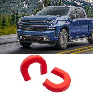 imageJKCOVER Front Tow Hook Covers Compatible with 20072018 GMC Sierra 1500 and 20072024 2025 Chevy Silverado 1500 Trailer Hitch Cover Accessories Soft Silicone2PCS Red